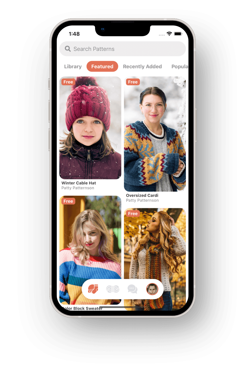 An iPhone running the kntd:discover app